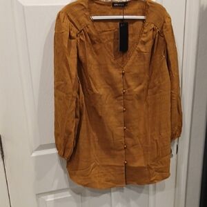 Elegant Button-Up Blouse in Amber